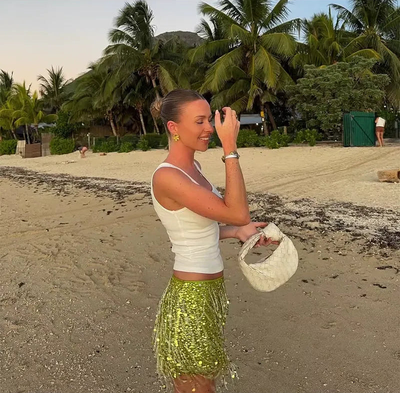 Mini jupe scintillante Bahia - Vert