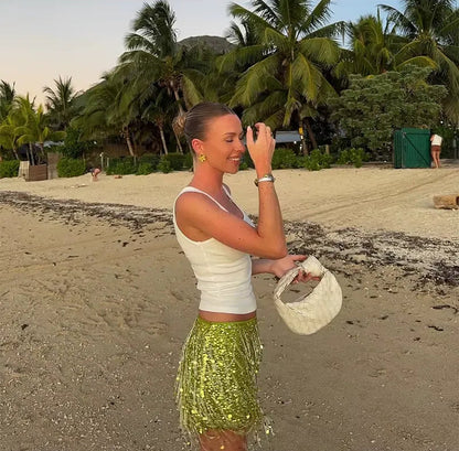 Mini jupe scintillante Bahia - Vert