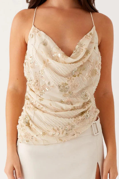 Haut perlé Santana - Ivoire